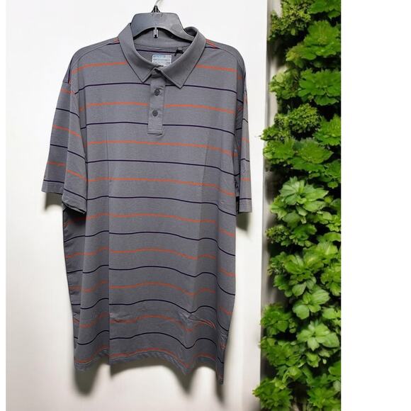 OOBE Striped Men's Polo Shirt Size 2XL New Gray Orange Short Sleeve Stretchy - Picture 1 of 4
